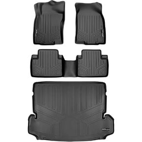 SMARTLINER Custom Fit Floor Mats and Cargo Liner Set Black Compatible with 2014-2020 Nissan Rogue with 3rd Row Seats