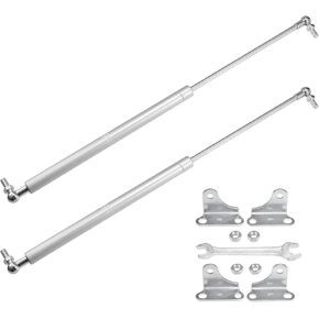 X AUTOHAUX 2 Pcs 20inch 100lb/445N Silver Tone Lift Supports Struts Shocks Gas Spring with Wrench Universal for RV Car Truck Boat