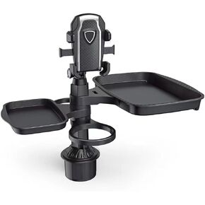 5 in 1 Car Cup Holder Expander with Phone Holder & 2 Food Table Tray & 2 Cup Holder for Drink/Snacks/Humburgers