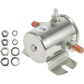 Golf Cart Marine Winch Continuous Duty Solenoid Relay Kit 12V 200A 3 Terminal Relay, Durable Metal Silver Tone