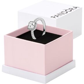 PANDORA Square Sparkle Halo Ring - Ring for Women - Layering or Stackable Ring - With Cubic Zirconia - With Gift Box