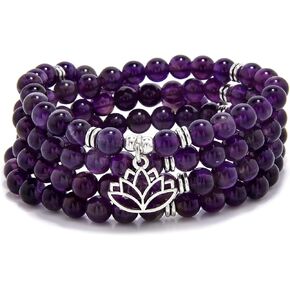 قلادة جابا مالا 6 مم، سوار خرز مالا 108 مصنوع يدويًا مع سحر اللوتس للرجال والنساء in Kuwait