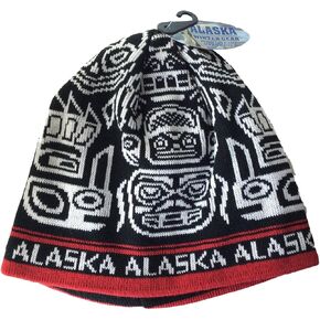 Alaska Beanie Hat Skull Red Totemic Knit Stocking Hat