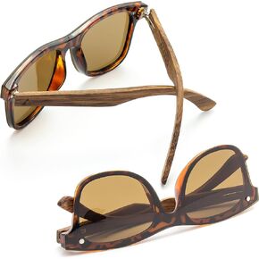Aluna - Wood and Bamboo Sunglasses For Men and Women, Modern Polarized Wayfarer, Plastic Framed Wooden Glasses