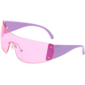 Y2K Sunglasses Rimless Rectangle 2000S Fashion Shield Wrap Around Y2K Glasses