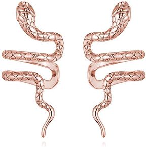 Reffeer Solid 925 Sterling Silver Snake Cuff Earrings Wraps for Women Teens Snake Crawler Cuff Earrings No Piercing