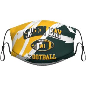 Adult Green Bay Sports Balaclava Face Decoration Adjustable Ear Loops Reusable Football Green Bay P One Size