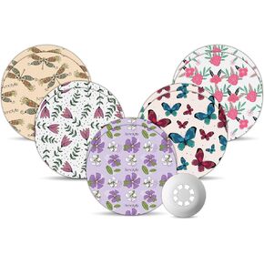 Libre 3 Sensor Covers Waterproof, Amolyfe 10 Pack Freestyle Libre 3 Covers, Bump-Proof with Hard Cap, Waterproof Breathable Medical CGM Adhesive Patches, 14-Day CGM Protection (Flower)
