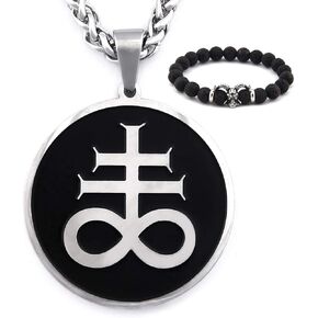 Gungneer Satanic Leviathan Necklace Stainless Steel Keel Chain Strength Amulet Religious Jewelry for Men Women