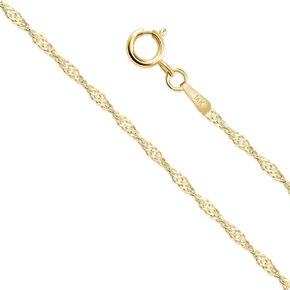 EVAYA 14K Gold Singapore Chain Necklace for Women & Men (1-1.5mm Width, 14-24" Length) - Cadenas de Oro Puro de 14K