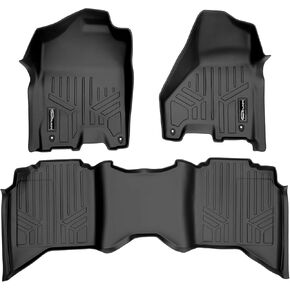 SMARTLINER Floor Mats 2 Row Liner Set Black Compatible with 2012-2022 RAM 1500/2500/3500 Crew Cab (4 Full Size Doors)
