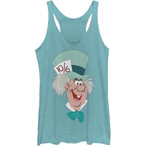 Disney Alice in Wonderland Mad Hatter Big Face Women's Racerback Tank Top