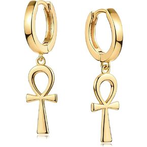 VALLOEY ROVER Gold Earrings for Women 14k Gold Plated Simple Hoops Dangle Earrings Dainty Charm Hypoallergenic Ear Jewelry for Women in Saudi Arabia