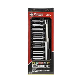 Proferred S06301 3/8" Drive Standard SAE Socket Set, 12 Piece, 12 Point Deep