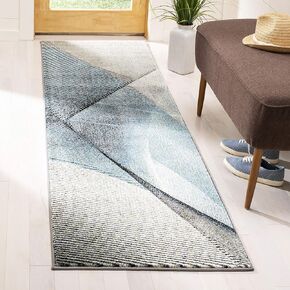 SAFAVIEH Hollywood Collection Runner Rug - 2'3" x 6', Grey & Teal, Mid-Century Modern Design, Non-Shedding & Easy Care, Ideal for High Traffic Areas in Living Room, Bedroom (HLW715D)