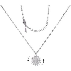 Sunflower Fidget Necklace for Women Gold Moon Necklace Rotating Heart Necklace Spinning Crystal Sunflower Necklace Crescent Moon Necklace Anxiety Necklace Jewelry Accessories
