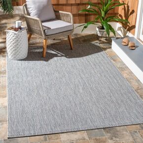 SAFAVIEH Courtyard Collection 4' x 5'7" Grey/Navy CY8022 Indoor/ Outdoor Waterproof Easy-Cleaning Patio Backyard Mudroom Accent-Rug