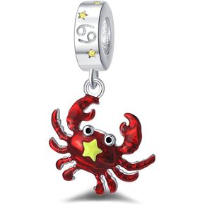925 Sterling Silver Charms for Bracelets and Necklaces The Zodiac Cancer Lucky Dangle Pendants Rhinestone Pandora Beads Charms Jewelry Gift for Women