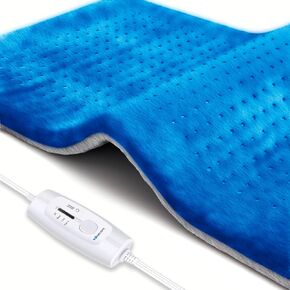 Boncare® Large Electric Heating Pad for Period Cramps and Back Pain Relief with Auto Shut Off and 4 Temperature Settings, Super Soft Heat Pad for Moist & Dry Natural Therapy (Blue, 12"x24")
