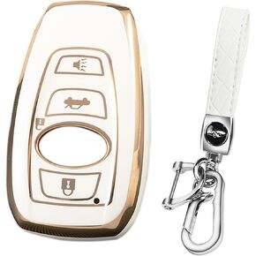 for Subaru Key Fob Cover,Key Case Shell Remote Key Holder Compatible with Subaru Ascent BRZ Forester WRX Impreza STI (White)