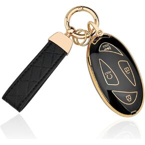 TPU Key Fob Cover, Compatible with 2023 2024 2025 Hyundai Ioniq 6 Grandeur GN7, Fit for Sonata Elantra Kona Santa Fe 2024 2025~, Remote Key Case with Leather Keychain, 5 Button, Blue