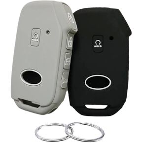 Silicone Rubber Key Fob Cover Compatible with 2019-2021 Kia Forte K5 NIRO Seltos Sorento Soul Sportage Telluride Cadenza (not for Keys with Eject/fold Buttons (Black Rose, 5 Buttons)
