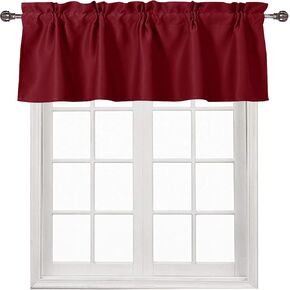 DWCN Christmas Valance Curtains for Kitchen Blackout Valance Rod Pocket Window Valance Curtains for Living Room/Basement 52 x 18 inch Long,1 Panel, Burgundy