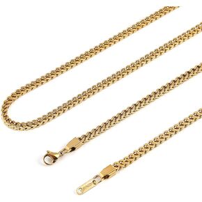 HZMAN Franco Chain for Men 3mm/4mm/5mm/6mm Stainless Steel Men's Chain Square Box Link Chain Necklace 16-30 Inch