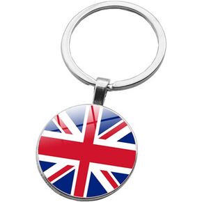 2Pcs American Swedish UK Flag Keychain Emblem Badge Keyring For Universal Key Chain Ring