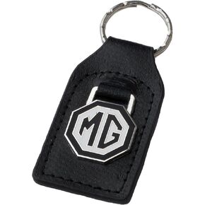 Triple-C MG (MGB) Black White Leather and Enamel Key Ring Key Fob