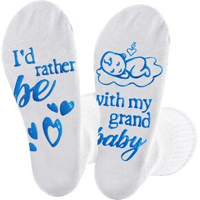 Yxmeiguo Funny Grandparent Socks - Mother's Day Gift for Grandma - Expecting Gift for Grandma Grandpa Nana from Grandkids Grandchildren - Funny Grandma Socks - I'd Rather Be (One Size)