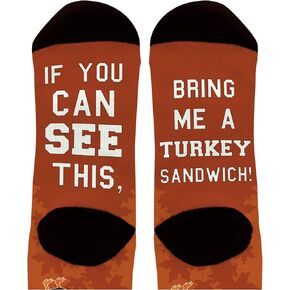 Holiday Socks If You Can See This Bring Me a Turkey Sandwich Funny Turkey Socks Novelty Crew Socks