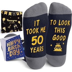 HAPPYPOP 50th Birthday Gifts Ideas - Socks for 50 Year Olds, 50th Birthday Gifts for Him Her, Best Gifts for 50 Year Old Man Woman In Black