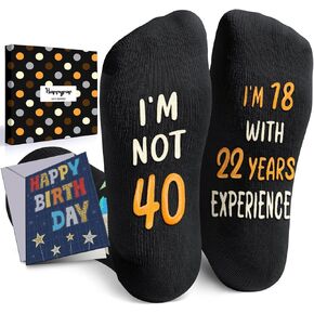 HAPPYPOP Birthday Gifts for Men Women - Socks for 36 37 38 39 40 Year Old, Unique Gift Ideas for her him With Greeting Card