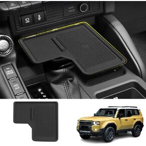 JYCDC متوافق مع Toyota 2024 2025 Land Cruiser LC250 J250 Prado Center Console حصيرة واقية للشحن اللاسلكي، وسادة سيليكون مضادة للانزلاق وبطانة داخلية مضادة للغبار