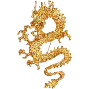 Dragon Brooch Pins for Women, Chinese Dragon Brooch Pin, Lucky Dragon Talisman Brooch Lapel Pin, Bohemian Dragon Brooches Pins for Women Hat Bag Suit Dress Accessories