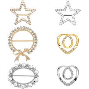 6 PCS Scarf Rings Shirt Ties Clips for Women, Metal Scarf Ring Clip Clothes Corner Knotted Button, Clasp Waist Shirt Clip Buckle for Scarves, T-shirt Ties