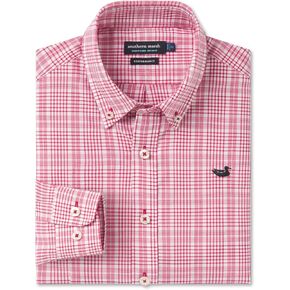 Southern Marsh Youth’s Shenandoah Performance Check Dress Shirt, Long Sleeve Woven Dress Shirt, Crimson & White, Medium