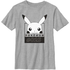 Pokemon Kids Pikachu Face 025 Boys Short Sleeve Tee Shirt