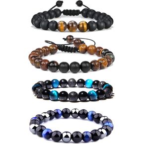 Shield with Confidence Triple Protection Bracelet Obsidian Bracelet set for 4 tiger eyes bead