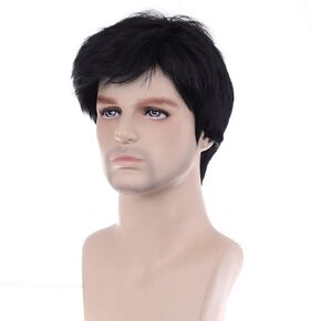 BERON Men Wigs Short Straight Heat Resistant Synthetic Wig Come with Wig Cap (Mixed Ash Blonde)