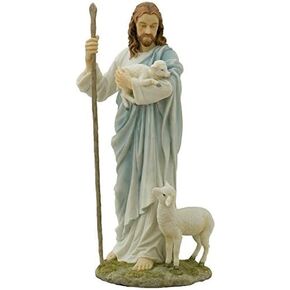 11.38 Inch Jesus The Shepherd Decorative Figurine, Pastel Color
