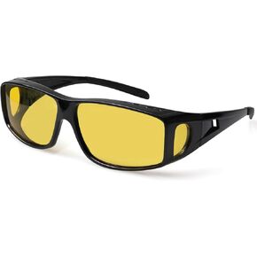 Yogo Vision Fit Over Night Driving Wrap Night Vision Yellow Tint Sunglasses Wear Over Eyeglasses Men Women