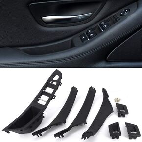 Black Window Switch Armrest Panel, Inner Door Pull Handle Trim Cover Kits Replacement for 2010-2016 BMW 5 Series 520 523 525 528 530 535