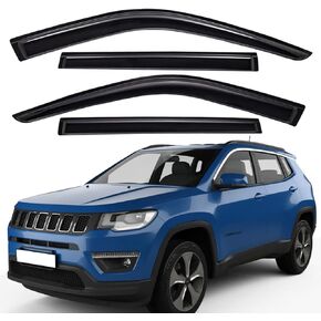 Lightronic WV94346 Outside-Mount Side Window Deflectors & Visors Rain Guards, Dark Smoke, 4-Pieces Set, Fits 2017-2024 Jeep Compass (Excludes 2017 Compass Sport)