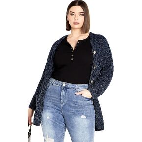 AVENUE Women's Plus Size Cardi Amber Boucle