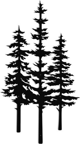 ديكور جدار شجرة معدنية، ديكور كابينة، ديكور شجرة، ديكور جدار ريفي للمنزل والمكتب والمزرعة في الداخل والخارج باللون الأسود (كبير - 35 بوصة × 19.4 بوصة) in Kuwait