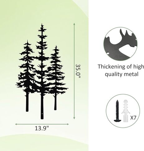 ديكور جدار شجرة معدنية، ديكور كابينة، ديكور شجرة، ديكور جدار ريفي للمنزل والمكتب والمزرعة في الداخل والخارج باللون الأسود (كبير - 35 بوصة × 19.4 بوصة) in Kuwait
