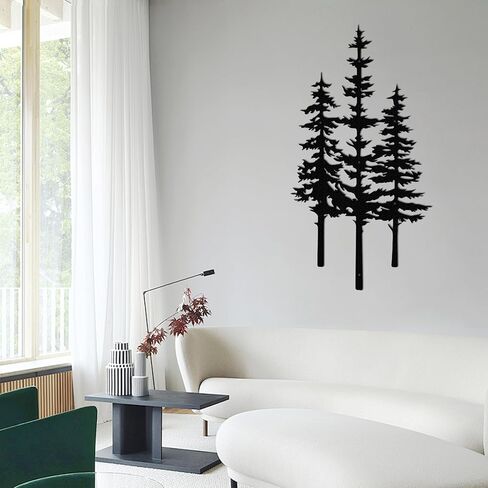 ديكور جدار شجرة معدنية، ديكور كابينة، ديكور شجرة، ديكور جدار ريفي للمنزل والمكتب والمزرعة في الداخل والخارج باللون الأسود (كبير - 35 بوصة × 19.4 بوصة) in Kuwait