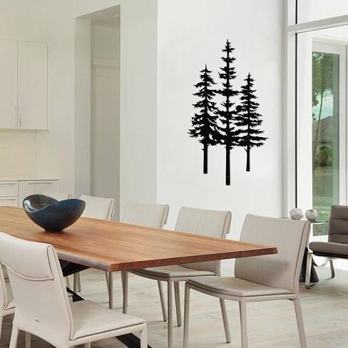 ديكور جدار شجرة معدنية، ديكور كابينة، ديكور شجرة، ديكور جدار ريفي للمنزل والمكتب والمزرعة في الداخل والخارج باللون الأسود (كبير - 35 بوصة × 19.4 بوصة) in Kuwait